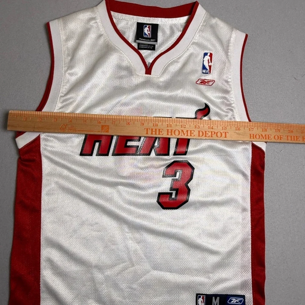 Dwayne Wade # 3 Miami Heat M Youth Reebok White Red Jersey Sz Medium (10-12) NBA